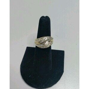 14K Gold Round & Baguette Diamond Bypass Ring Size 6.5 5.25 grams total weight